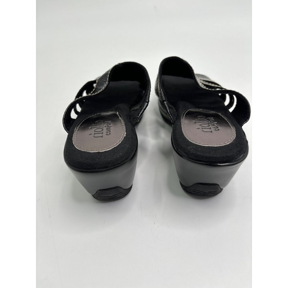Rialto Velocity Open Toe Slip On Clogs Comfort Sandals Croc Print Black 7.5 M - Picture 4 of 6